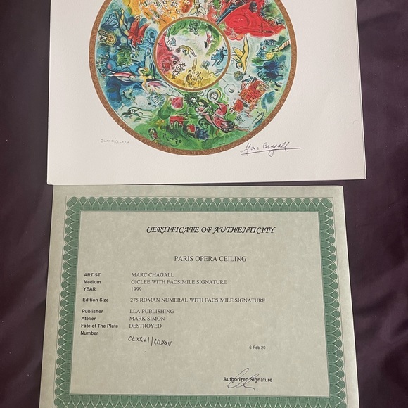 Marc Chagall, Paris Opera Ceiling, Offset Lithograph on Wove Paper, signed - Picture 2 of 3